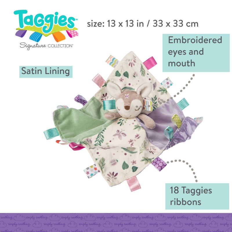 Taggies Soothing Sensory Stuffed Animal Security Blanket  Flora Fawn  13 x 13-Inches - Image 4